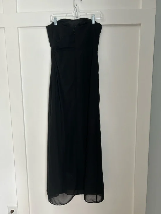 Azazie Black Sheath Strapless Chiffon Convertible Dress A6 - Picture 5 of 16